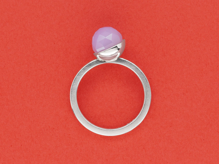 Ring mit Kugel aus Chalcedon, 925er Silber, Chalcedon