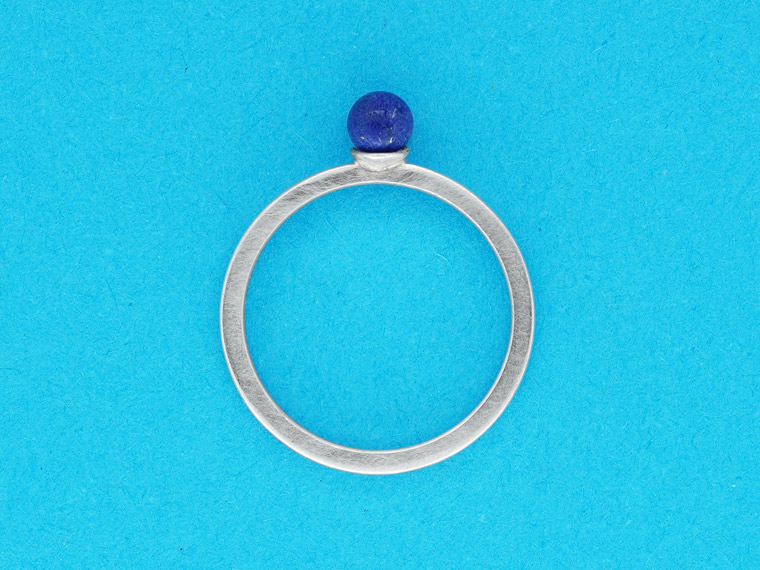 Ring mit Kugel aus Lapis Lazuli, 925er Silber, Lapis Lazuli