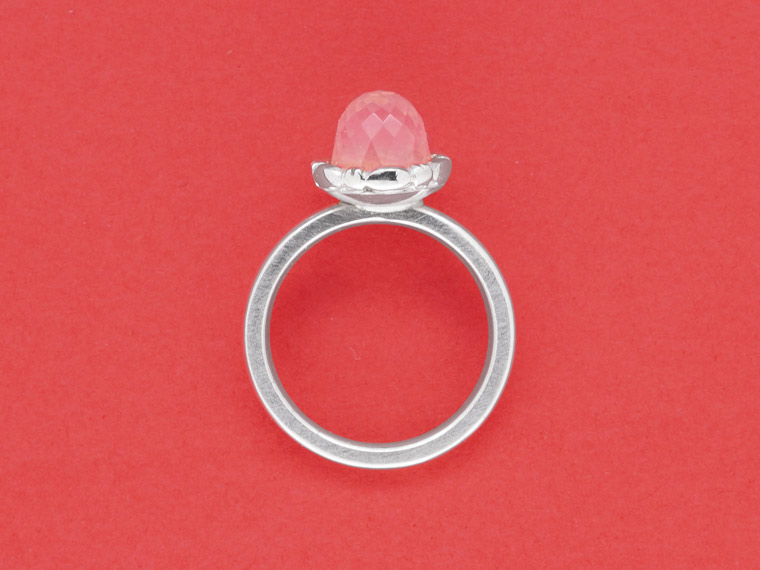 Ring mit Kegel aus Rosenquarz, 925er Silber, Rosenquarz
