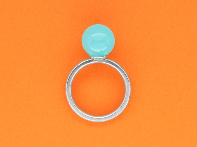 Ring mit Kugel aus Topas , 925er Silber, Topas